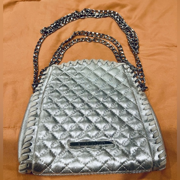 Steve Madden Handbags - Steve Madden Metallic Silver Bag with Chain Strap. Purse, Crossbody Quilted.
